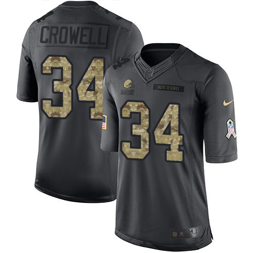 Nike Browns #34 Isaiah Crowell Black Men's Stitched NFL Limited 2016 Salute to Service Jersey - Click Image to Close